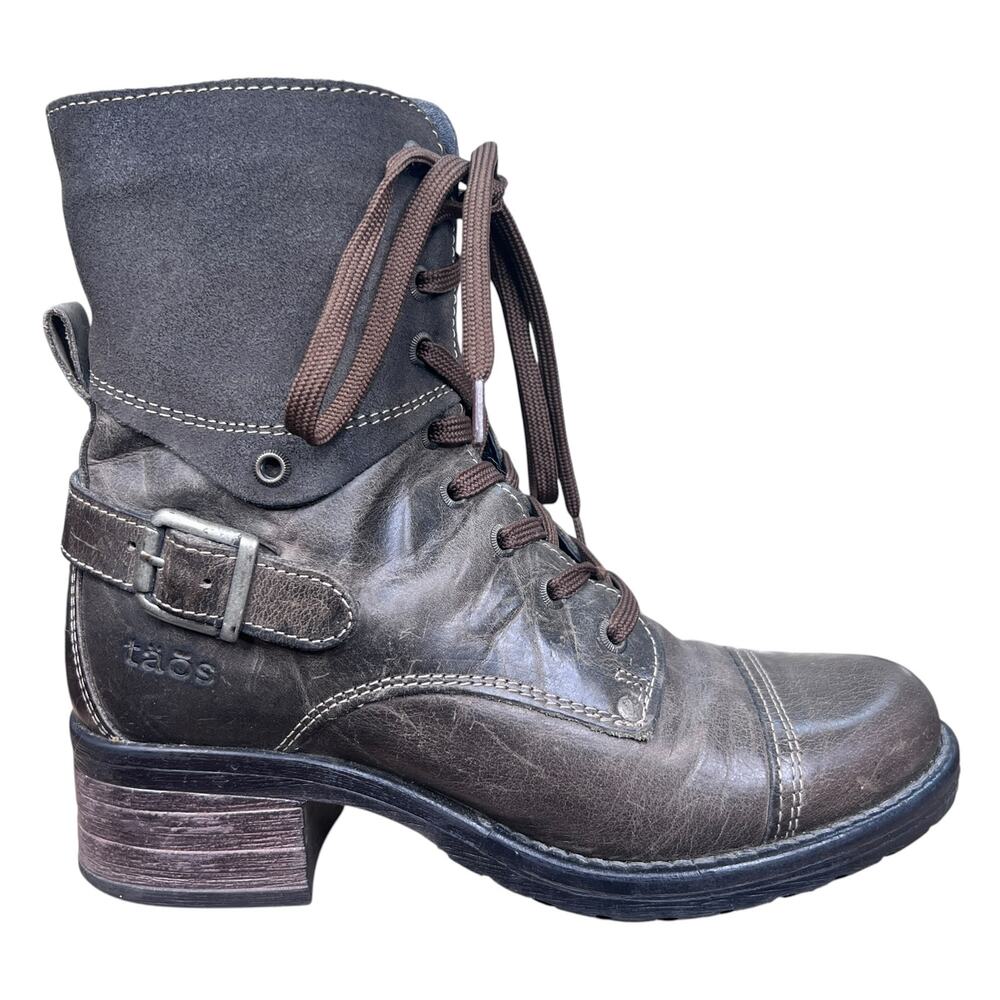 Taos Women’s Crave Brown Leather Combat Boots Size 5/5.5